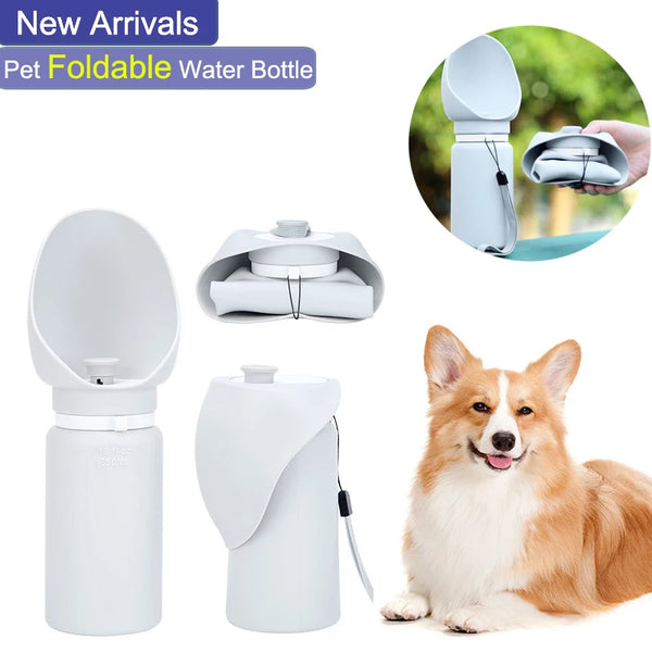 550ml Folding Pet Water Bottle – Portable Travel Mug for Dogs & Cats