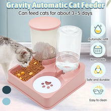 2 In 1 Automatic Cat Gravity Food & Water Dispenser Set Tilted Automatic