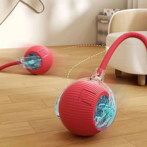 Interactive Cat Ball Toy – Automatic Rolling with Faux Tail, Rechargeable Mouse-Like Toy for Cat & Dog Training