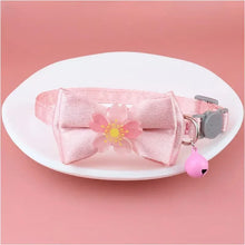 Pink Lace Pet Collar – Elegant Cat & Dog Choker with Bow, Hanging Bead & Bell