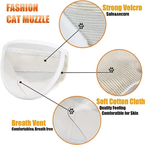 TONG Cat Anti-Bite Muzzle – Breathable Transparent Adjustable Helmet Mask for Nail Trimming