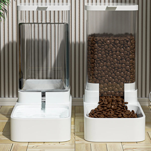 Automatic Pet Feeder & Water Dispenser with Gravity Food Storage Container for Cats and Dogs