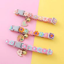 Fashion Rainbow Flower Cat Collar – Colorful Lace with Bell, Adjustable Buckle for Kittens & Puppies