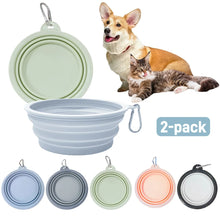2pcs Collapsible Pet Silicone Dog Food Water Bowl Portable Folding Dishes with Carabiner