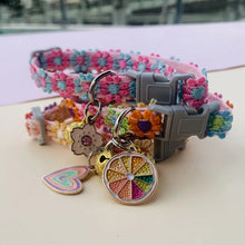 Fashion Rainbow Flower Cat Collar – Colorful Lace with Bell, Adjustable Buckle for Kittens & Puppies