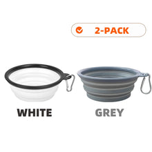 2pcs Collapsible Pet Silicone Dog Food Water Bowl Portable Folding Dishes with Carabiner