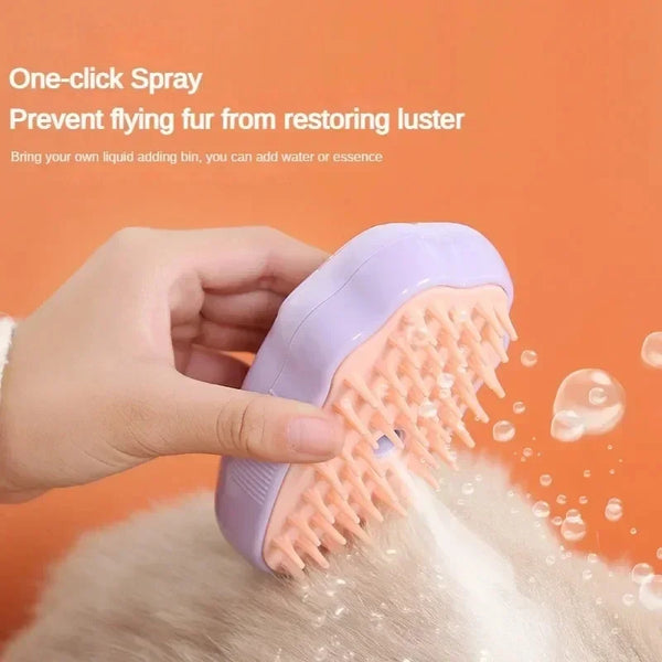 3-in-1 Electric Cat Comb – Steam Spray Brush for Hair Removal, Massage