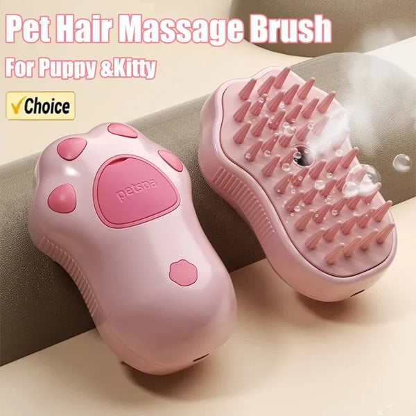 3-in-1 Electric Cat Comb – Steam Spray Brush for Hair Removal, Massage