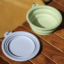 2pcs Collapsible Pet Silicone Dog Food Water Bowl Portable Folding Dishes with Carabiner