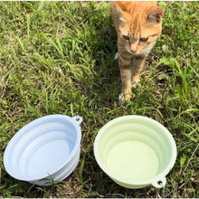 2pcs Collapsible Pet Silicone Dog Food Water Bowl Portable Folding Dishes with Carabiner