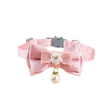 Pink Lace Pet Collar – Elegant Cat & Dog Choker with Bow, Hanging Bead & Bell