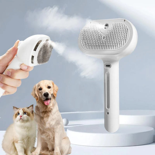 Dog & Cat Steam Massage Comb – Soft Round-Head Spray Brush for Hair Removal