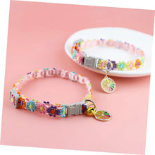Fashion Rainbow Flower Cat Collar – Colorful Lace with Bell, Adjustable Buckle for Kittens & Puppies