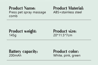 Dog & Cat Steam Massage Comb – Soft Round-Head Spray Brush for Hair Removal