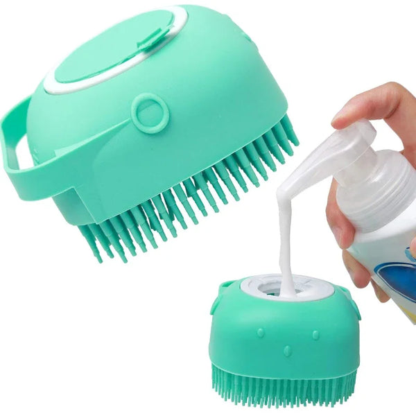 Pet Shampoo Brush (80ml) – Soft Silicone Bathing Scrubber & Massage Comb for Dogs & Cats with Short Hair