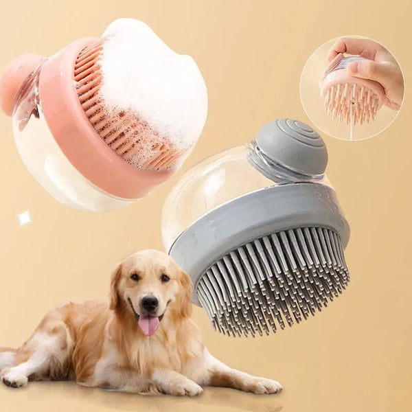 1pc Pet Bath Brush – Soft Silicone Grooming Tool with Shampoo Dispenser & Gentle Massage for Fur & Hair Cleaning