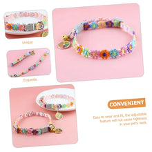Fashion Rainbow Flower Cat Collar – Colorful Lace with Bell, Adjustable Buckle for Kittens & Puppies