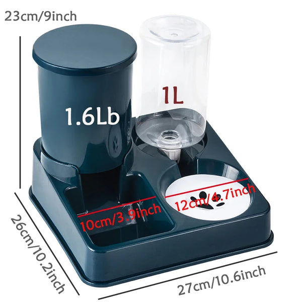 2 In 1 Automatic Cat Gravity Food &amp; Water Dispenser Set Tilted Automatic