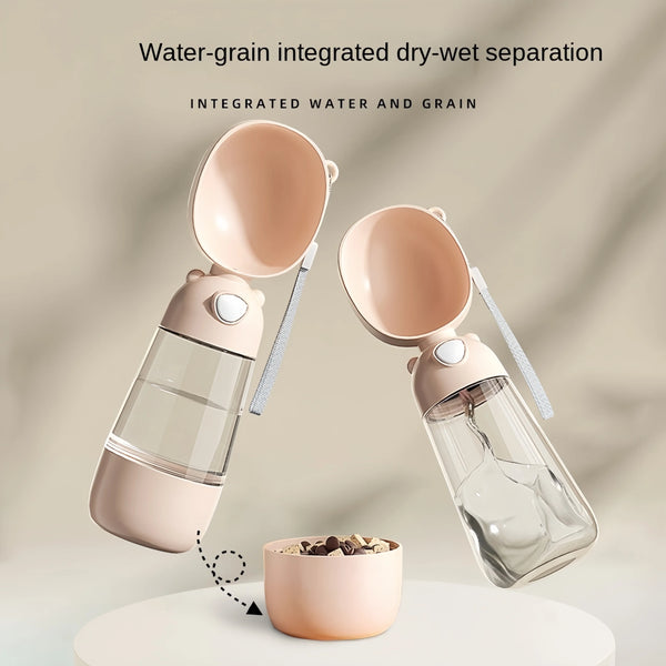 Portable Pet Travel Water Cup Bottle With Food Dispenser