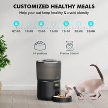 4L Automatic smart pet feeder for cats dogs with stainless steel bowl Customised healthy food 1-9 portions