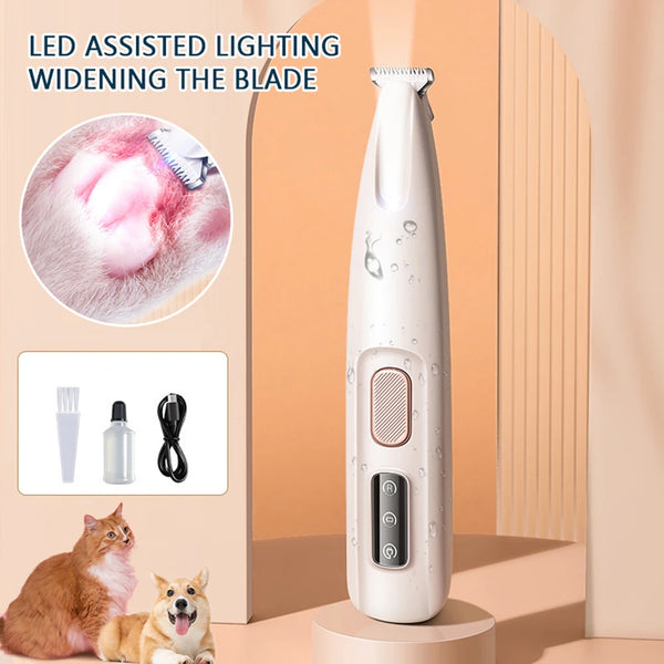 Newest Pet Paw Trimmer with Light – Waterproof Rechargeable Hair Clipper with LED Display for Dogs & Cats