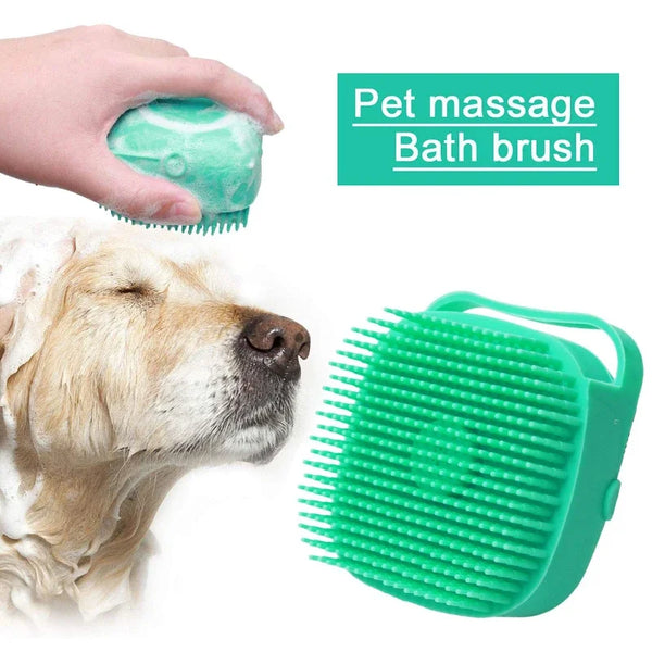 Pet Shampoo Brush (80ml) – Soft Silicone Bathing Scrubber & Massage Comb for Dogs & Cats with Short Hair
