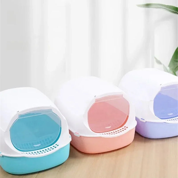 Kitty Sandbox Cat Litter Box Semi-enclosed Splash-proof cat cleaning Tray Bedpan