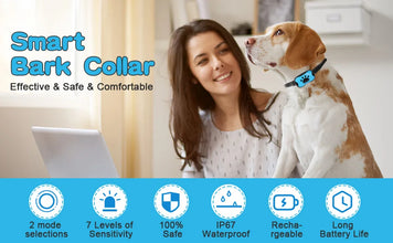 USB Rechargeable Anti-Bark Dog Collar – Ultrasonic & Vibration Training Device to Gently Stop Barking    Kitten Pups - No Shock Pet Friendly