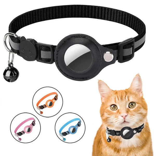 Anti-Lost Cat Collar For Airtag Tracker Protective Case With Bell Breakaway