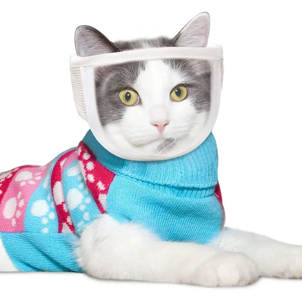 Breathable Clear Cat Muzzle – Adjustable Anti-Bite Head Cover for Grooming, Nail Trimming & Vet Visits