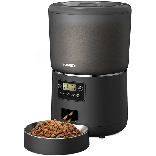 4L Automatic smart pet feeder for cats dogs with stainless steel bowl Customised healthy food 1-9 portions