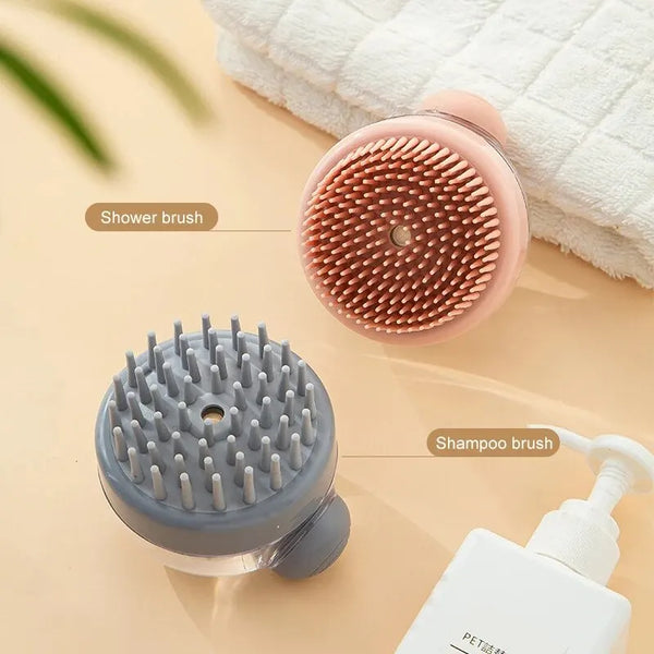 1pc Pet Bath Brush – Soft Silicone Grooming Tool with Shampoo Dispenser & Gentle Massage for Fur & Hair Cleaning