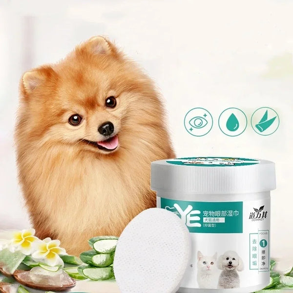 130pcs Pet Eye Wipes – Gentle Non-Foaming Tear Stain Remover for Dogs & Cats, Grooming & Cleaning Towels