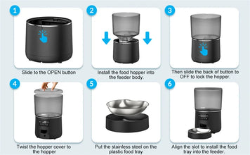 4L Automatic smart pet feeder for cats dogs with stainless steel bowl Customised healthy food 1-9 portions